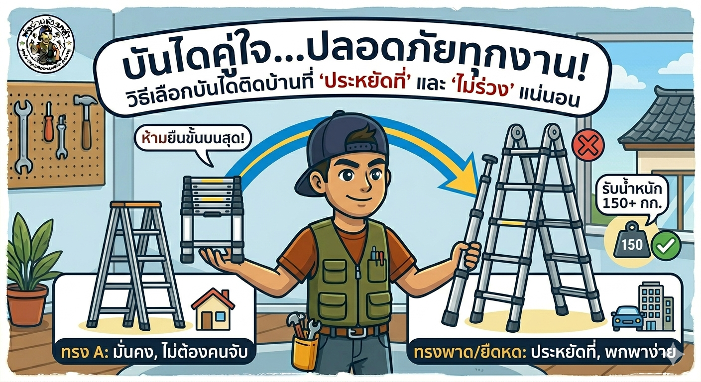 "เลือกซื้อบันไดช่าง บันไดอลูมิเนียมยืดหดได้ พ่อบ้านช่างกล้า PobanDIY