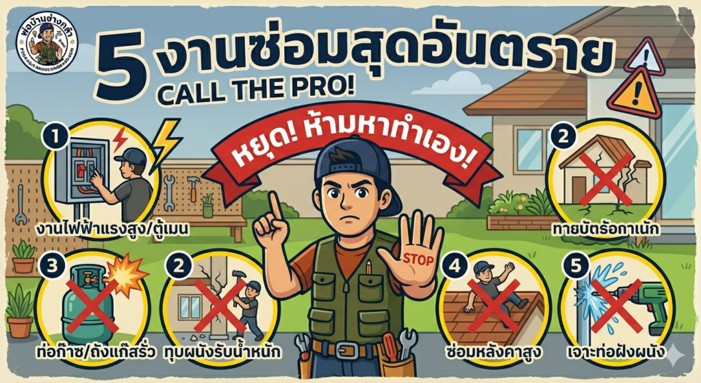 5 งานซ่อมที่ห้ามทำเอง พ่อบ้านช่างกล้า PobanDIY