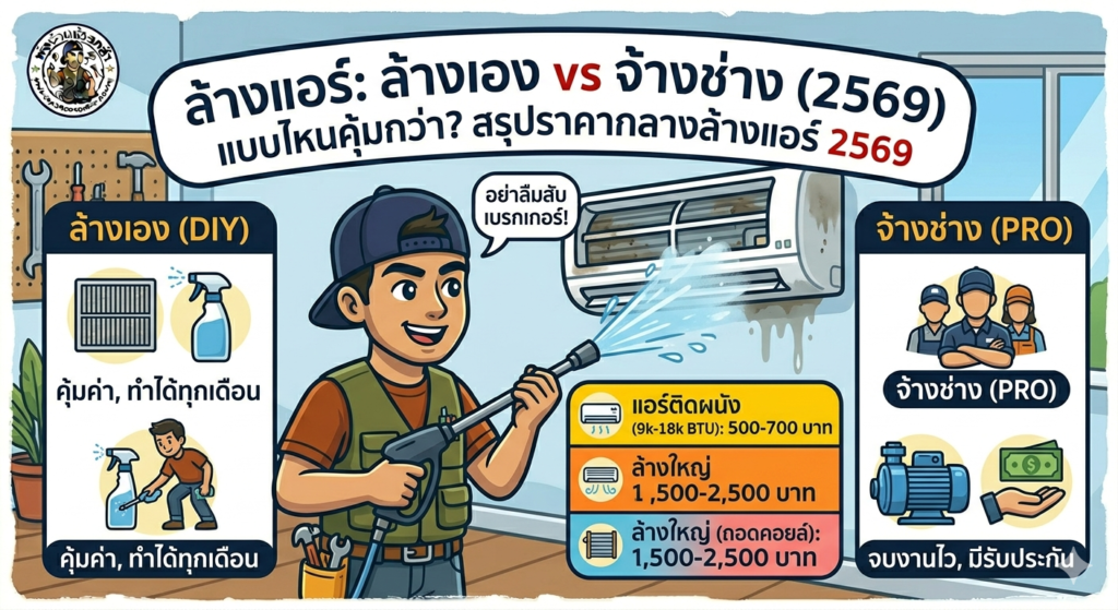 ล้างแอร์: ล้างเอง vs จ้างช่าง (2569)