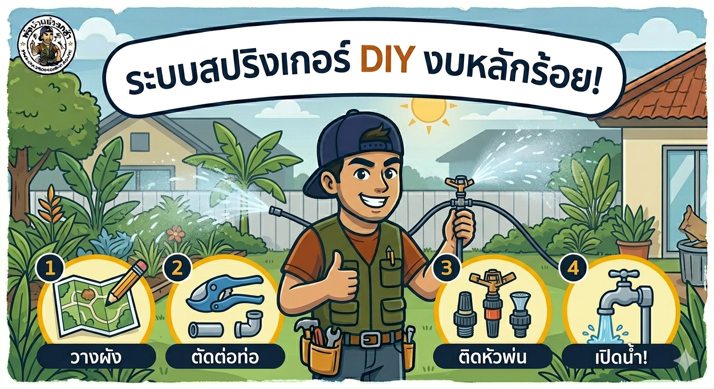ทำสปริงเกอร์เอง งบหลักร้อย พ่อบ้านช่างกล้า PobanDIY